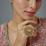 Saadgi Gold Plated Kundan, Polki Womens Ring