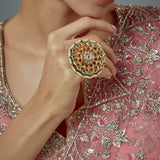 Saadgi Gold Plated Kundan, Polki Womens Ring