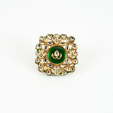 Saadgi Gold Plated Green Kundan, Polki Womens Ring