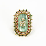 Saadgi Gold Plated Green Kundan, Polki Womens Ring