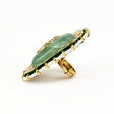 Saadgi Gold Plated Green Kundan, Polki Womens Ring