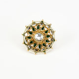 Saadgi Gold Plated Green Kundan, Polki Womens Ring