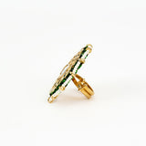 Saadgi Gold Plated Green Kundan, Polki Womens Ring