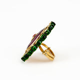 Saadgi Gold Plated Red Kundan, Polki Womens Ring