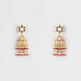 Gold Finish Kundan Polki Jhumka Earrings