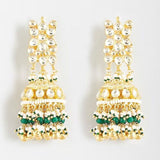 Gold Finish Kundan Polki Dangler Earrings