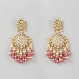 Gold Finish Kundan Polki Dangler Earrings