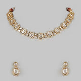 Gold Finish Kundan Polki Necklace Set