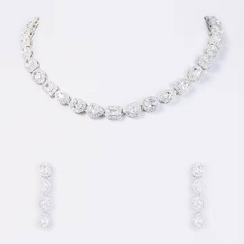 White Finish Zircon Necklace Set