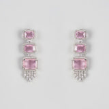 White Finish Zircon Dangler Earrings