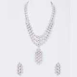 White Finish Zircon Long Necklace Set