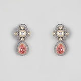 White Finish Zircon & Kundan Dangler Earrings