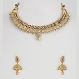 Gold Finish Temple Choker Necklace Set