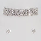 White Finish Zircon Choker Necklace Set