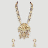 Gold Finish Necklace Set With Kundan Polki