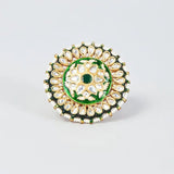 Gold Finish Kundan Polki Ring