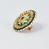 Gold Finish Kundan Polki Ring