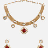 Ruby Polki Mesh Necklace Set