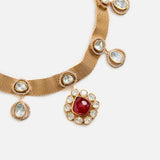 Ruby Polki Mesh Necklace Set