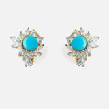 Gold Plated Blue Womens Pair of Stud Earrings