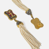 Gold Plated Red Womens Pair of Tassel Earrings