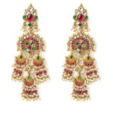 Gold Plated Red Womens Synthetic Stone Pair of Earrings