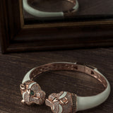 Rose Gold Plated White Colored Zircon Womens Kada