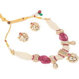 Isvaraah 2.0 Gold Plated Pink Choker Necklace Set with Pair of Earrings