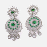 Zia Silver Plated Green Womens Pair of Chandbali Earrings