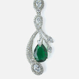 Silver Plated Green Womens Pair of Dangle Earrings