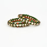 Saadgi Gold Plated Multicolored Kundan Womens Pair of Bangle