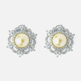 Silver Plated Yellow Womens Pair of Stud Earrings