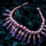 Florence Pink & Purple Womens Beaded Short Necklace Set (Freesize)