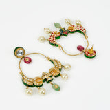Saadgi Gold Plated Multicolored Kundan, Polki Womens Pair of Danglers Earrings (Freesize)