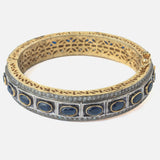 Gold Plated Black Colored Synthetic Stone Womens Kada