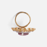 Gold Plated Red Womens Zircon Adjustable Ring