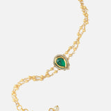 Gold Plated Green Womens Beaded Bracelet