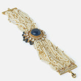 Gold Plated Blue Colored Kundan, Polki Womens Bracelet