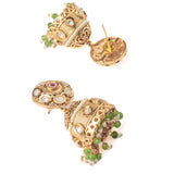 Isvaraah 2.0 Gold Plated Green Womens Pair of Jhumka Earrings