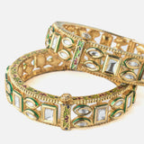 Gold Plated Kundan, Polki Womens Pair of Bangles