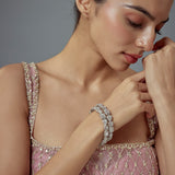 Zia Silver Plated Zircon Womens Pair of Bangles