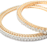 Zia Gold Plated White Womens Zircon Pair of Bangles