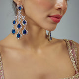 Zia Silver Plated Blue Zircon Womens Pair of Danglers Earrings (Freesize)