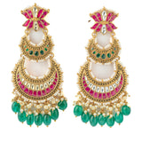 Gold Plated Pink Womens Synthetic Stone Pair of Earrings