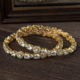 Gold Plated Synthetic Stone Womens Pair of Bangles