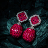Zia Silver Plated Pink Womens Zircon Pair of Dangler Earrings (Freesize)