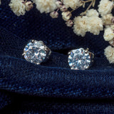 Silver Plated Womens Diamond Stud Pair of Earrings