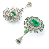 Zia Silver Plated Green Womens Zircon Long Necklace Set with Pair of Earrings (Freesize)