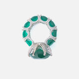 Silver Plated Green Womens Diamond Ring