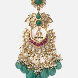 Gold Plated Green Womens Pair of Dangler Earrings